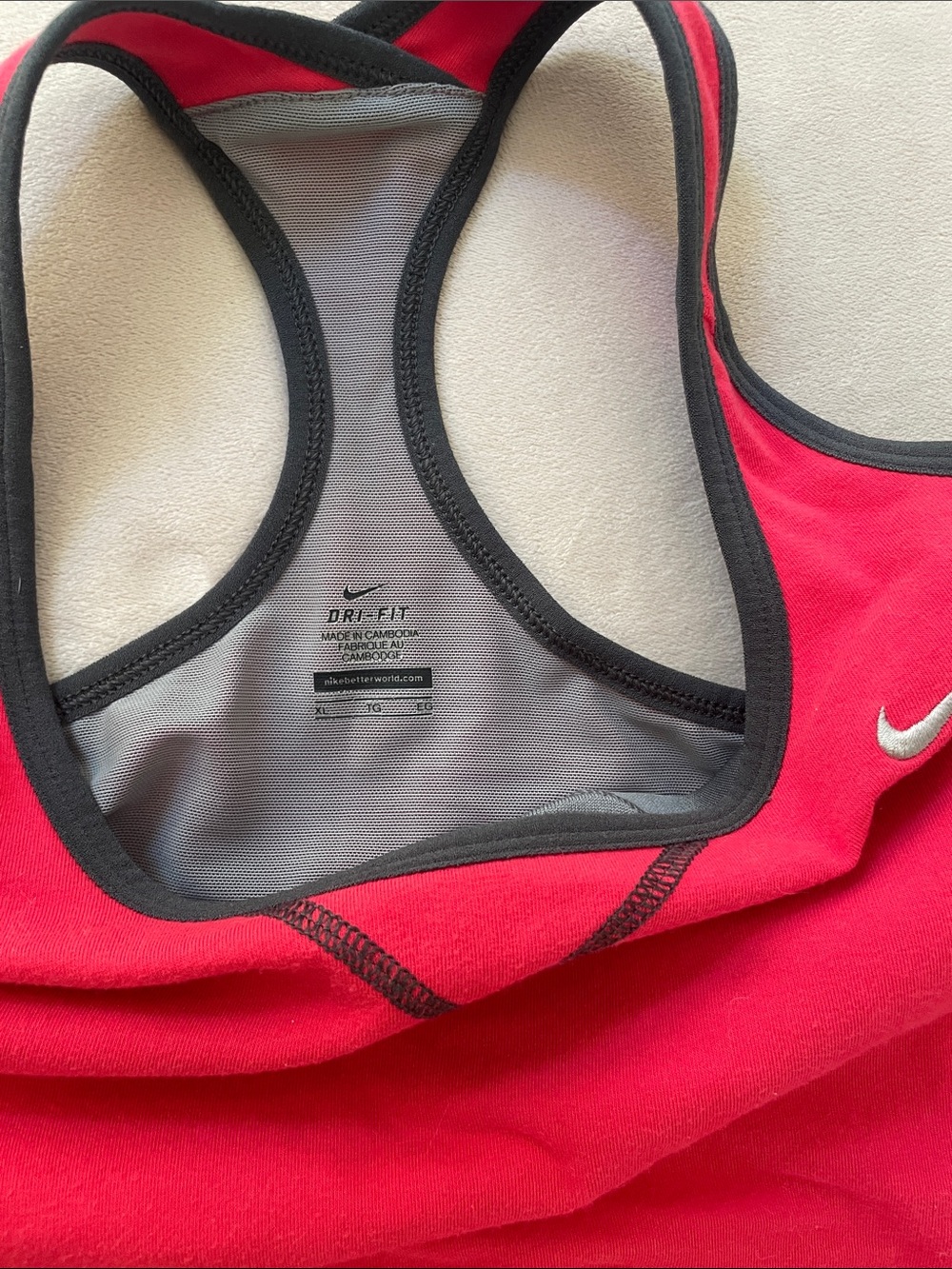Nike Pink Racerback Tank Top with Black Trim - Picture 3 of 10